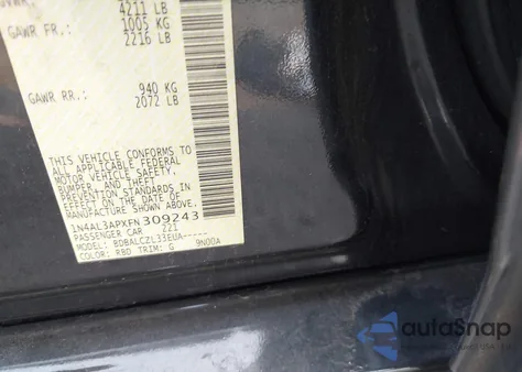 2015 Nissan Altima 2.5/2.5 S/2.5 Sl/2.5 Sv z USA, uszkodzony, nr VIN 1N4AL3APXFN309243